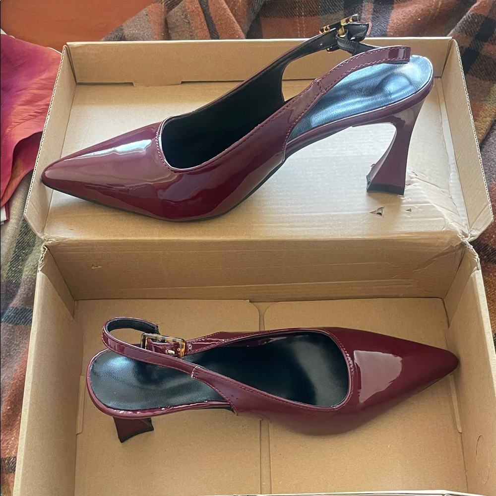 Elegant Burgundy Slingback Heels